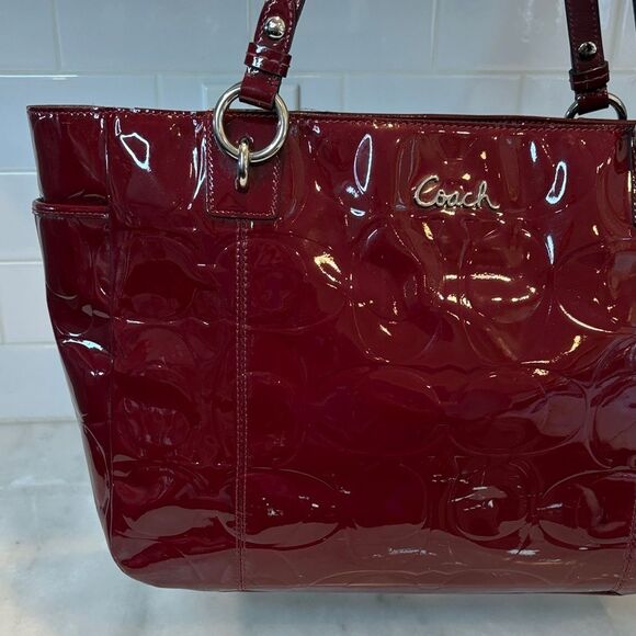Coach Bag Purse Handbag Pocketbook EW Gallery Embossed High Gloss Patent Leather - Picture 2 of 16